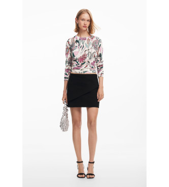 Desigual Pullover with white, multicoloured flowers details