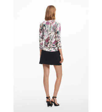 Desigual Pull avec dtails de fleurs blanches et multicolores