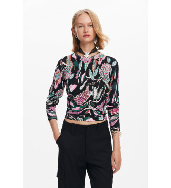 Desigual Jumper med svarta blomdetaljer