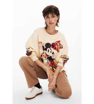 Desigual Oversize pulover Mickey v bež barvi