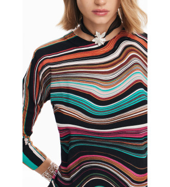 Desigual Pull  rayures ondules multicolores