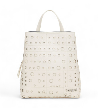 Desigual Mochila efecto piel crculos blanco