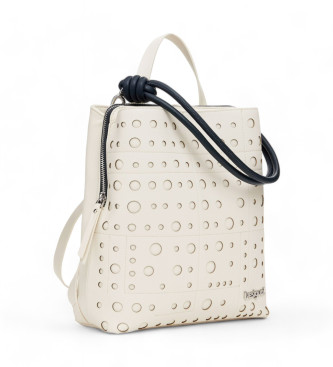 Desigual Mochila efecto piel crculos blanco