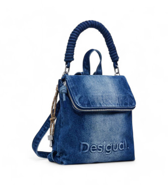 Desigual Jeansowy plecak z logo, niebieski