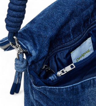 Desigual Jeansowy plecak z logo, niebieski