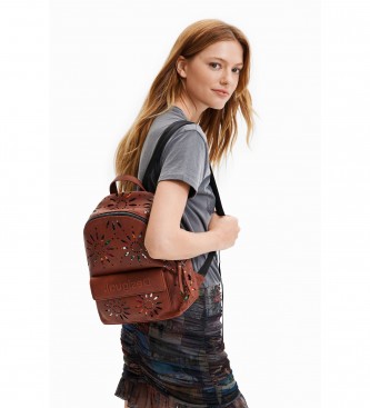 Desigual Brown mini die cut backpack