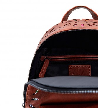 Desigual Brown mini die cut backpack