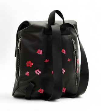 Desigual Plecak S pikowany w czarne kwiaty