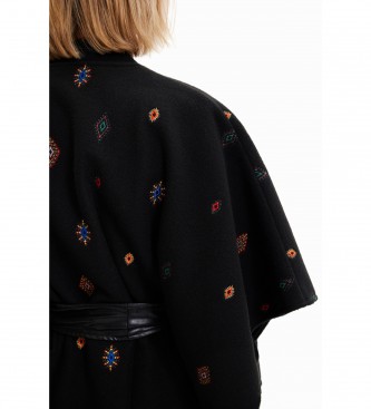 Desigual Embroidered zip poncho