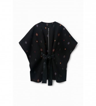 Desigual Embroidered zip poncho