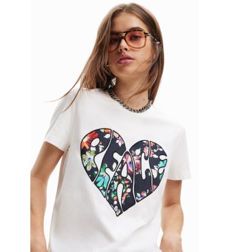 Desigual T-shirt coração de paz branca