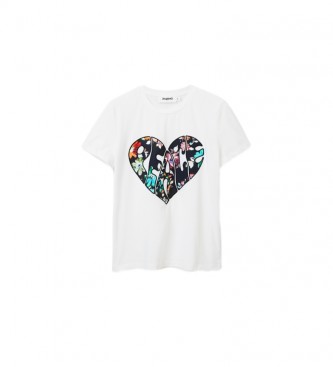 Desigual T-shirt coração de paz branca