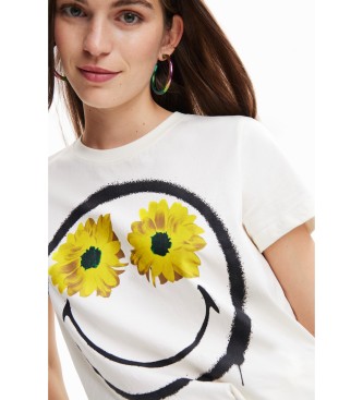 Desigual Camiseta Margarita Smiley blanco