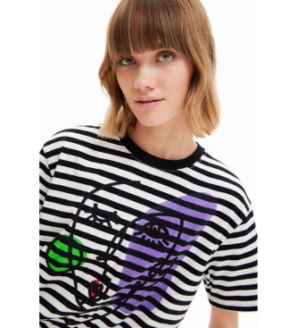 Desigual Arty face striped T-shirt black
