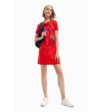 det samme Skab budget Desigual T-shirt kjole Arty face rød - Esdemarca butik med fodtøj, mode og  tilbehør - bedste mærker i sko og designersko