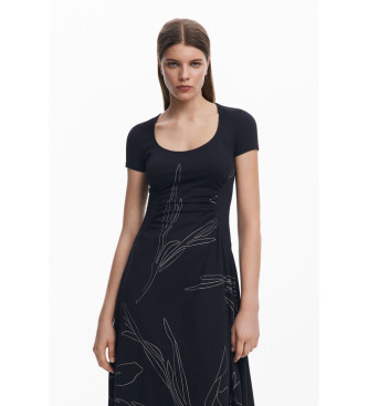 Desigual Abito midi con silhouette floreale nera