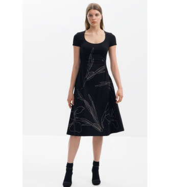 Desigual Abito midi con silhouette floreale nera