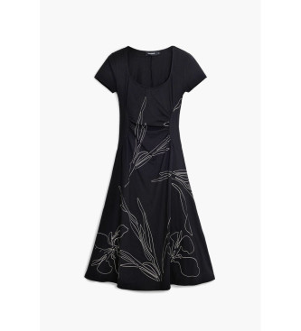 Desigual Abito midi con silhouette floreale nera