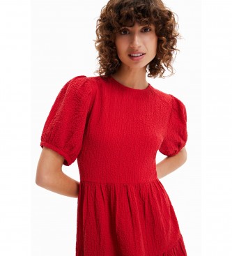 Desigual Vestido corto textura rojo