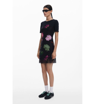 Desigual Vestido flores negro