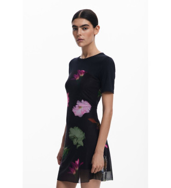 Desigual Vestido flores negro