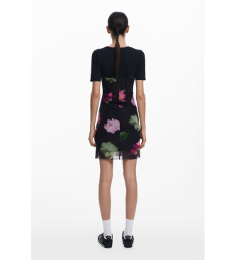 Desigual Vestido flores negro