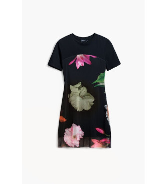 Desigual Vestido flores negro