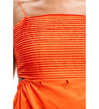 Desigual Lange jurk met geborduurde uitsnijdingen oranje