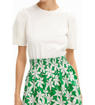 Desigual Vestido midi combinado flores blanco, verde