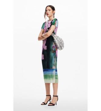 Desigual Vestido midi floral multicolorido