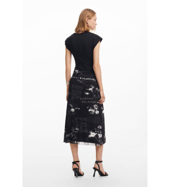 Desigual Robe midi textes noirs