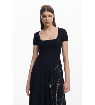 Desigual Abito midi nero scollato