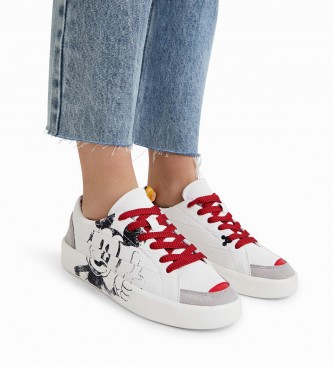 Desigual Mickey Mouse white leather sneakers