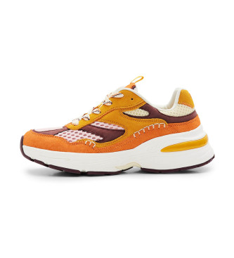 Desigual Sneakers i lder med orange patch -Hjdkil 6,5 cm
