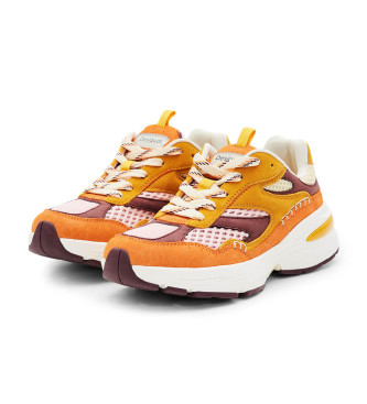 Desigual Sneakers i lder med orange patch -Hjdkil 6,5 cm