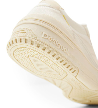 Desigual Sneakers bianche in pelle con toppa retr -Altezza zeppa 5 cm-