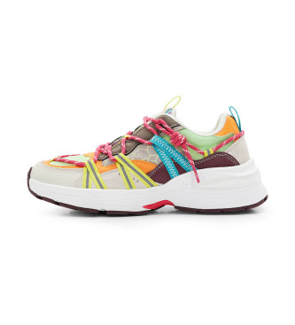 Desigual Multicoloured leather running shoes trekking -Height wedge 6,5cm