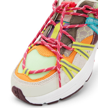 Desigual Multicoloured leather running shoes trekking -Height wedge 6,5cm
