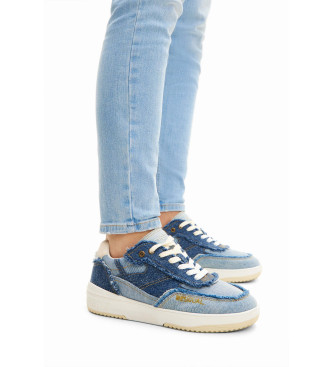 Desigual Retro patch denim blue trainers -Height wedge 5cm
