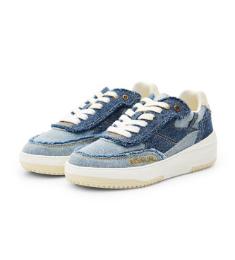 Desigual Sneakers in denim blu con patch retr - Altezza zeppa 5 cm