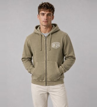 Deus Ex Machina Sweat à capuche zippé Shield Gd vert