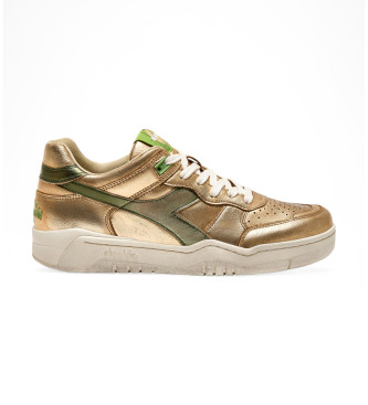 Diadora Skórzane trampki B.560 metaliczny złoty