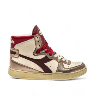 Diadora Mi Basket Metal Mix Leather Sneakers Used red