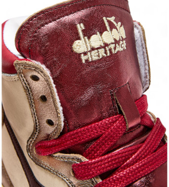 Diadora Mi Basket Metal Mix Leather Sneakers Used red