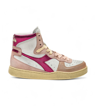 Diadora Mi Basket Metaal Leren Sneakers Gebruikt roze