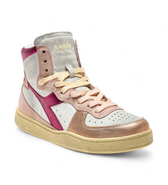 Diadora Mi Basket Metaal Leren Sneakers Gebruikt roze