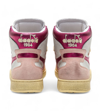 Diadora Mi Basket Metaal Leren Sneakers Gebruikt roze