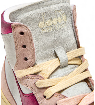 Diadora Mi Basket Metaal Leren Sneakers Gebruikt roze