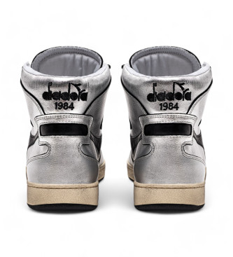 Diadora Mi Basket Silver Used Silver Leather Sneakers