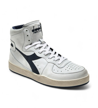 Diadora Mi Basket Used Leather Sneakers branco